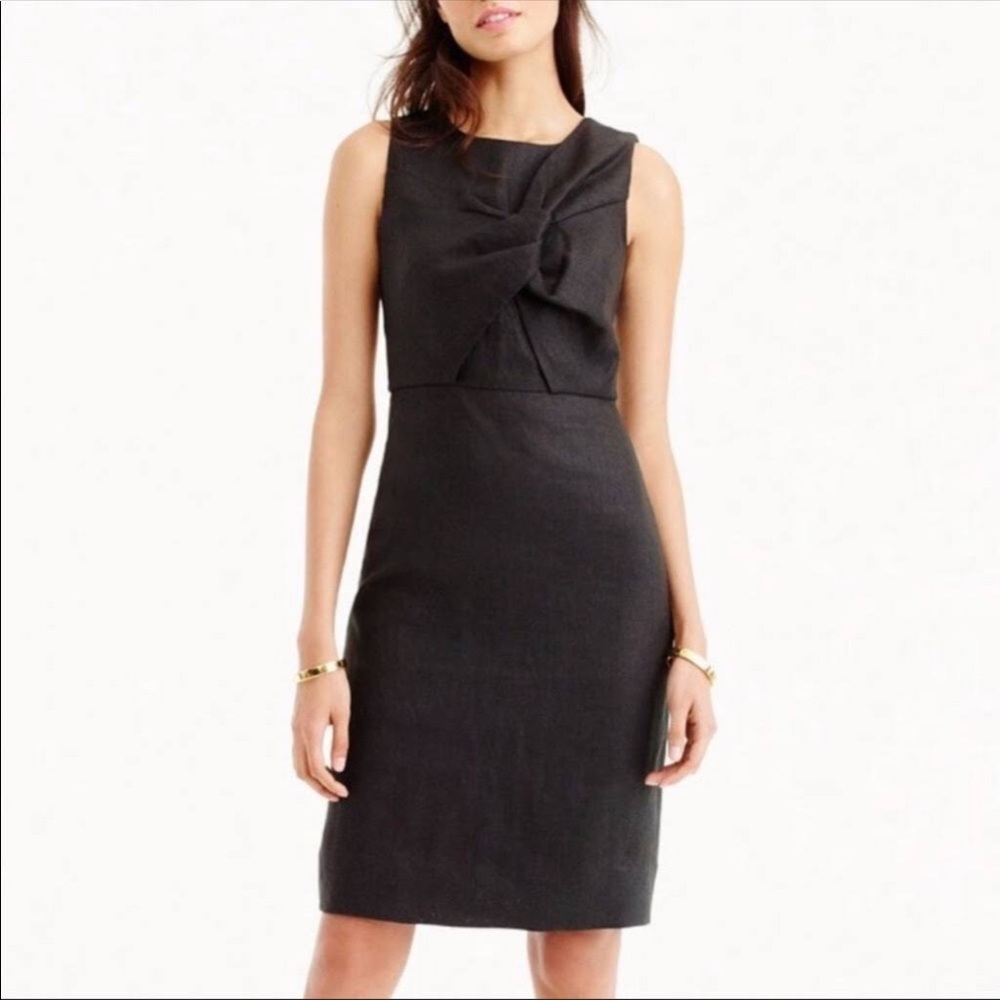 NWT- J Crew Drape Knot Sheath Dress Irish Linen